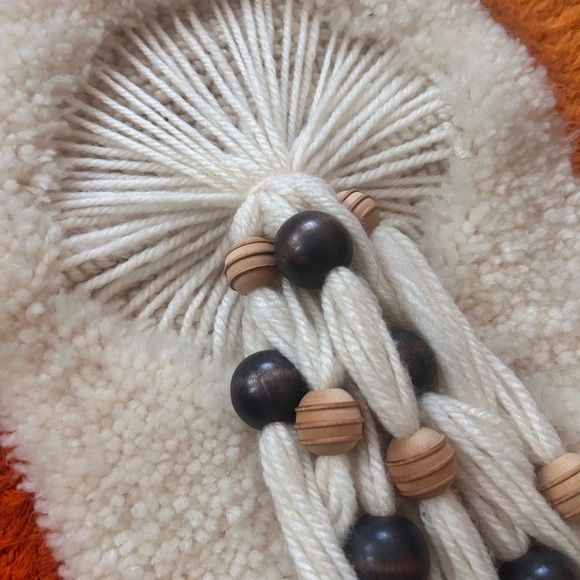 Vintage 70s Macrame Latch Hook Rug Wall Art Tapestry Home Decor - Picture 2 of 7